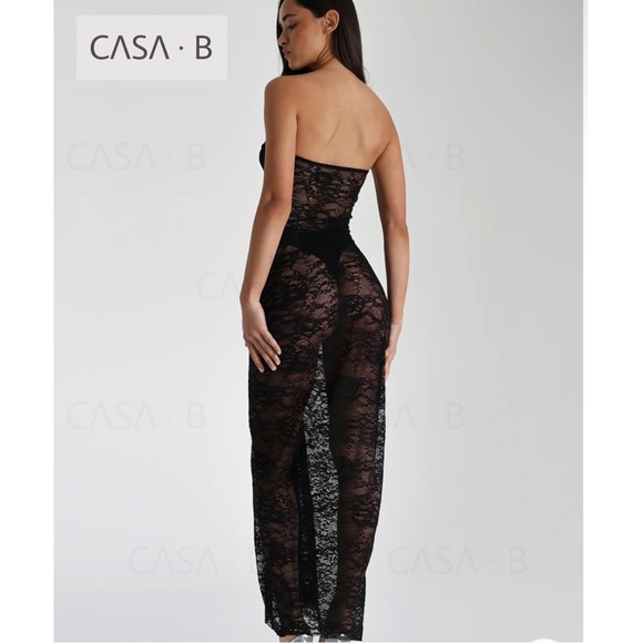 NEW to CASA B💫 Theresa Twist-Front Strapless See Through Dress in Black Lace - Picture 2 of 10